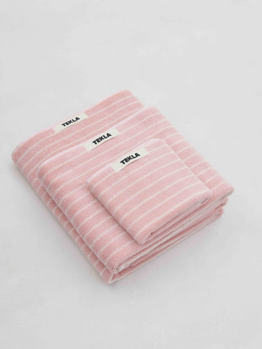 Tekla - Hand Towel in Shaded Pink Stripes