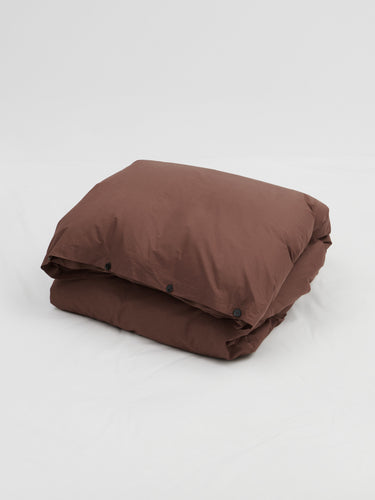 Tekla - Percale Duvet Cover in Cocoa Brown