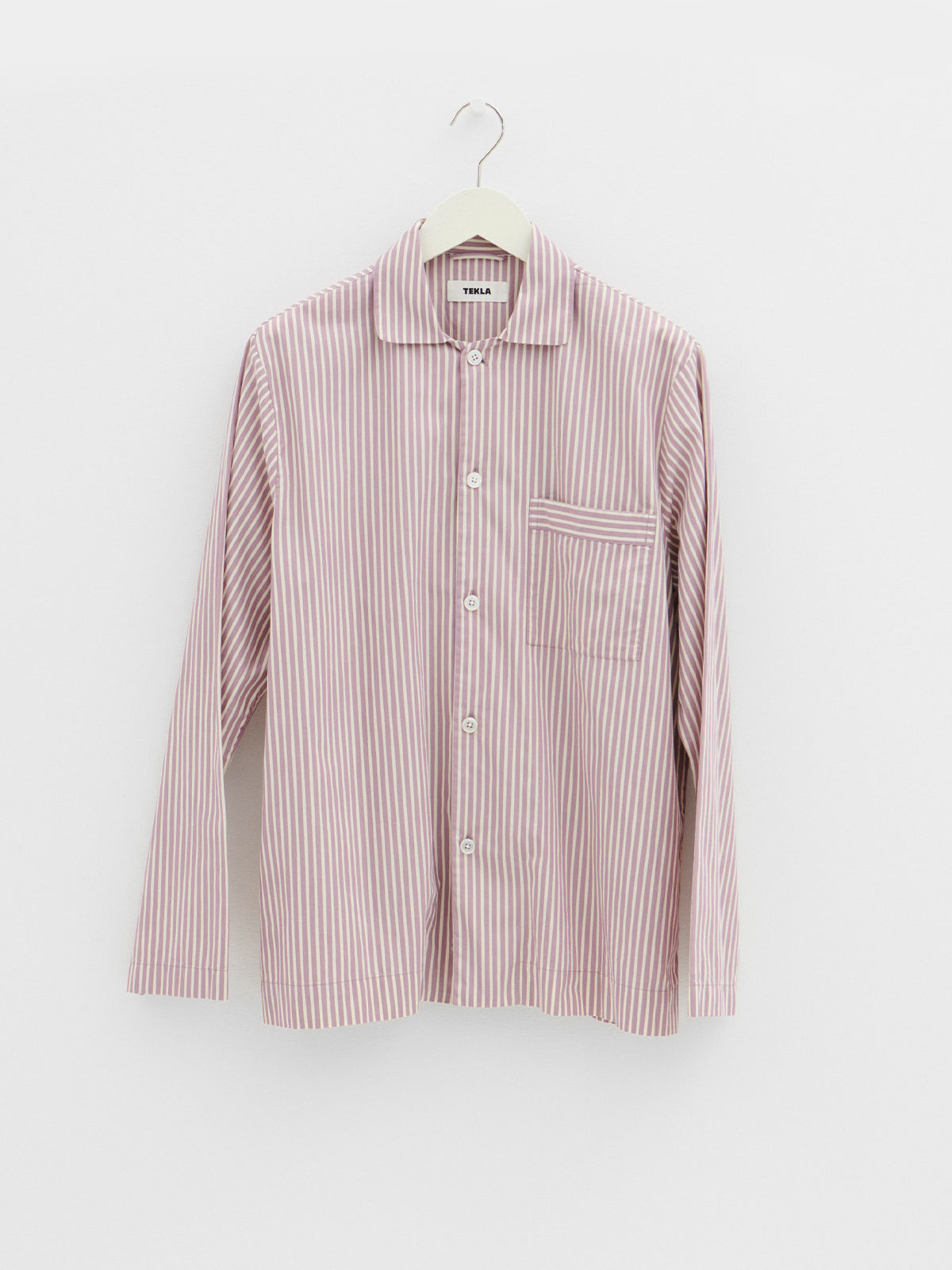 Tekla - Poplin Pyjamas Shirt in Skipper Stripes