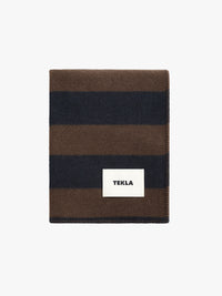 Tekla - Lambswool Blanket in Walnut & Dust Blue Stripes