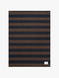 Tekla - Lambswool Blanket in Walnut & Dust Blue Stripes