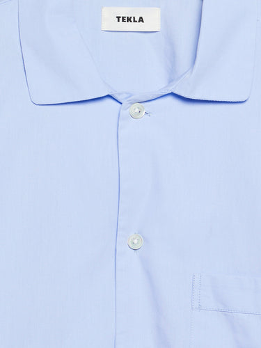 Tekla - Poplin Pyjamas Shirt in Shirt Blue