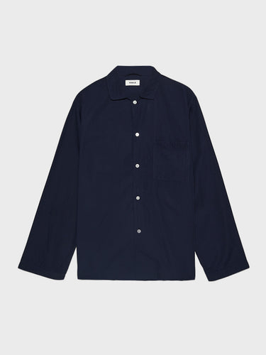 Tekla - Poplin Pyjamas Shirt in True Navy