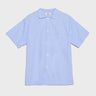 Tekla - Poplin Pyjamas Short Sleeve Shirt in Shirt Blue
