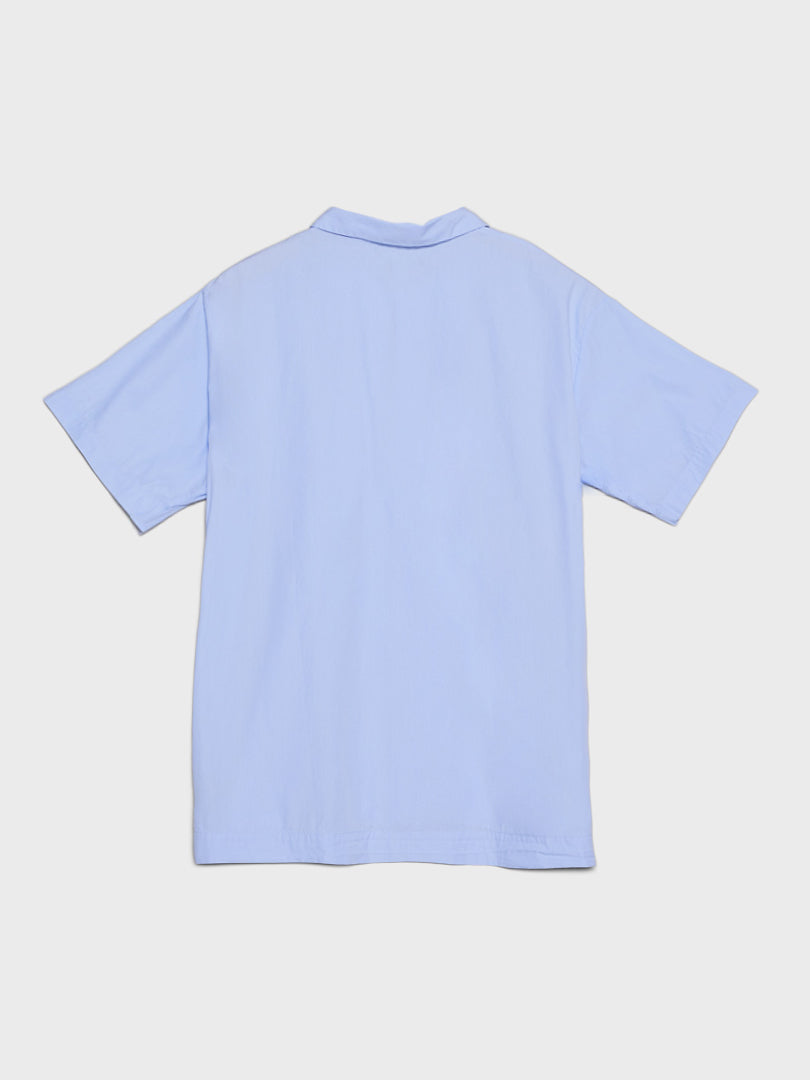 Poplin Pyjamas Short Sleeve Shirt in Shirt Blue