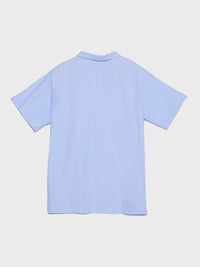 Tekla - Poplin Pyjamas Short Sleeve Shirt in Shirt Blue