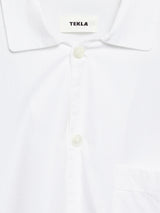 Tekla - Poplin Pyjamas Short Sleeve Shirt in Alabaster White