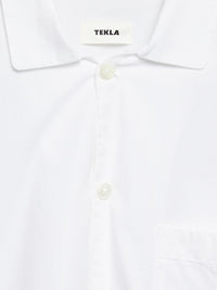 Tekla - Poplin Pyjamas Short Sleeve Shirt in Alabaster White