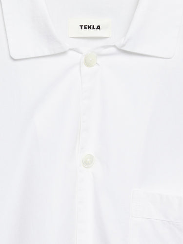 Tekla - Poplin Pyjamas Short Sleeve Shirt in Alabaster White