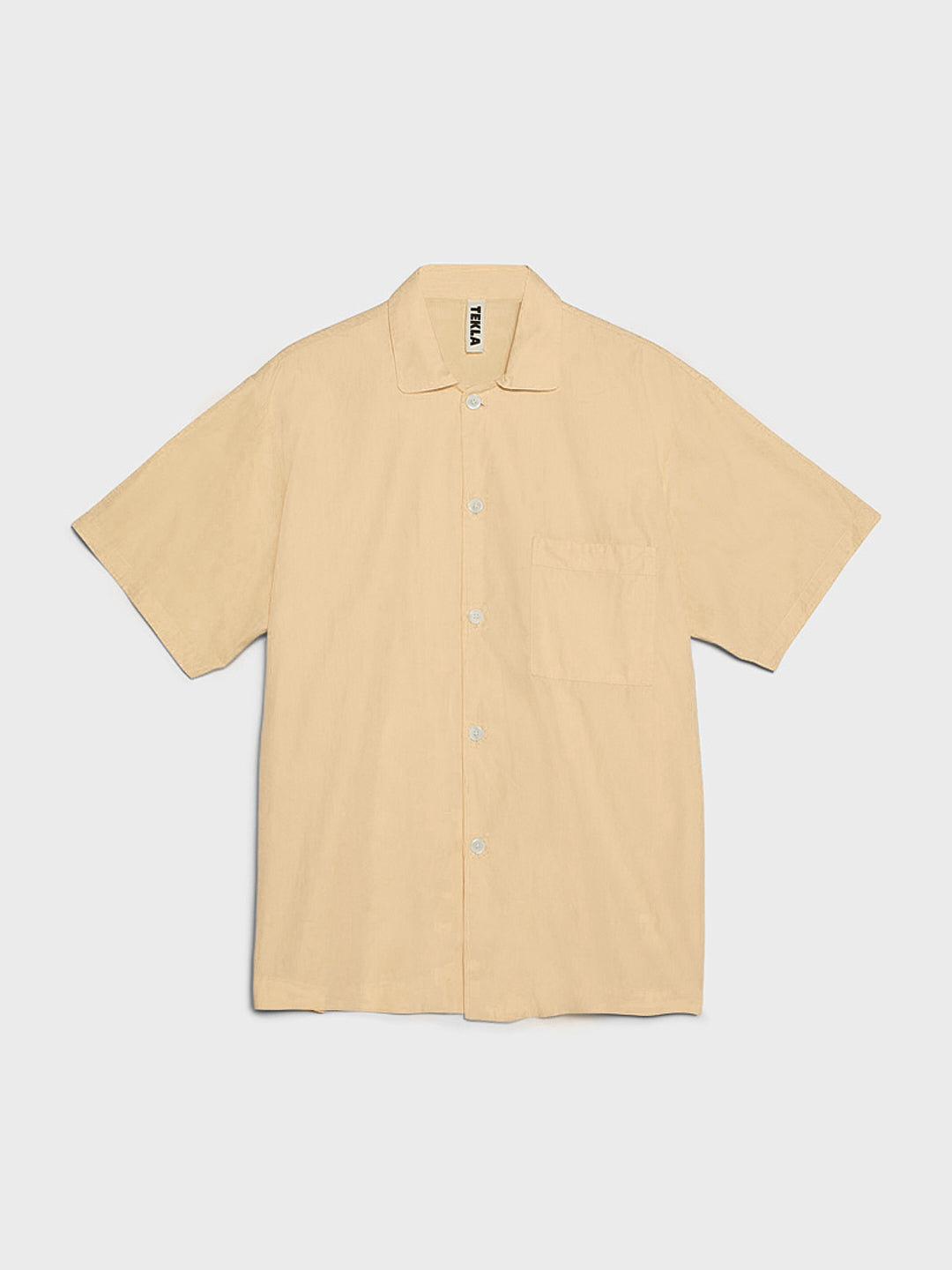Tekla - Poplin Pyjamas Short Sleeve Shirt in Khaki