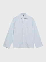 Tekla - Poplin Pyjamas Shirt in Placid Blue Stripes