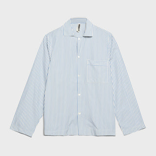Tekla - Poplin Pyjamas Shirt in Placid Blue Stripes
