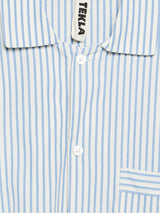 Tekla - Poplin Pyjamas Shirt in Placid Blue Stripes