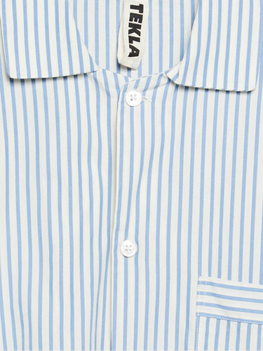 Tekla - Poplin Pyjamas Shirt in Placid Blue Stripes
