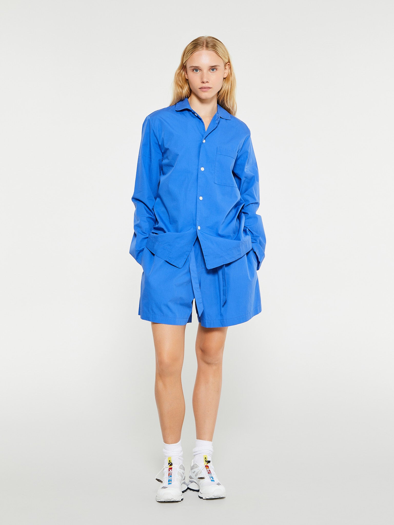 Tekla - Poplin Pyjamas Shirt in Royal Blue – stoy
