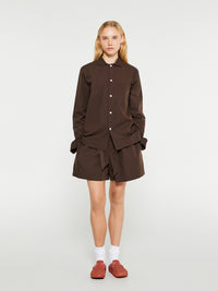 Tekla - Poplin Pyjamas Shirt in Coffee