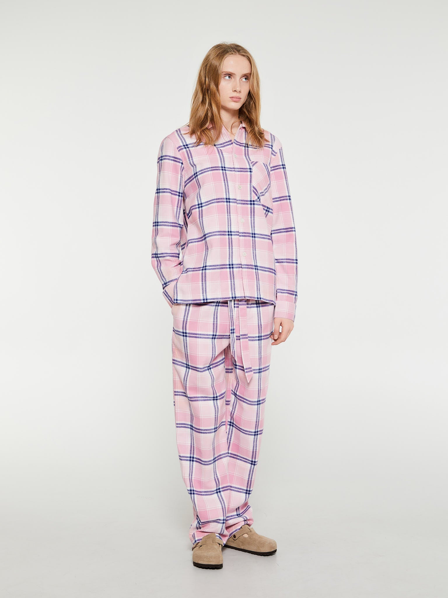 Tekla - Flannel Pyjamas Pants in Pink Plaid – stoy