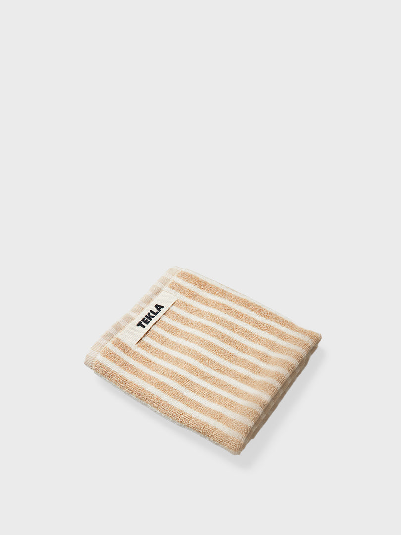 Tekla - Guest Towel in Shaded Ivory Stripes