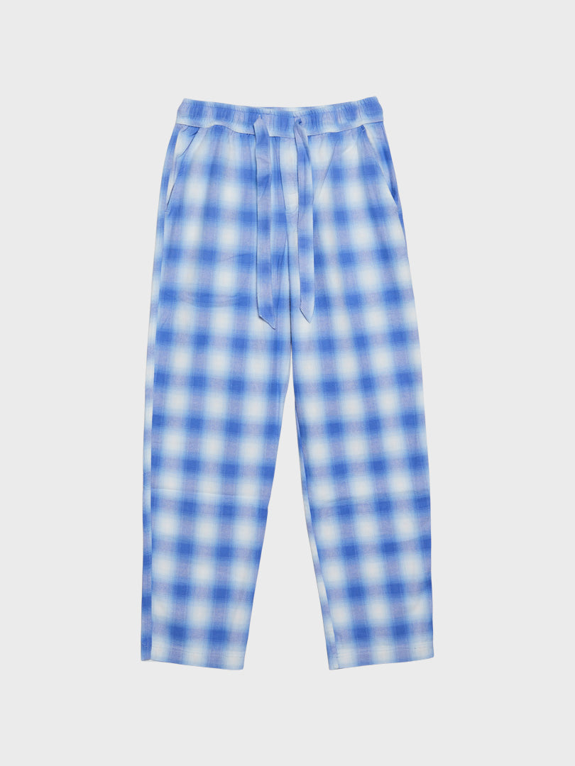 Tekla - Flannel Pyjamas Pants in Light Blue Plaid