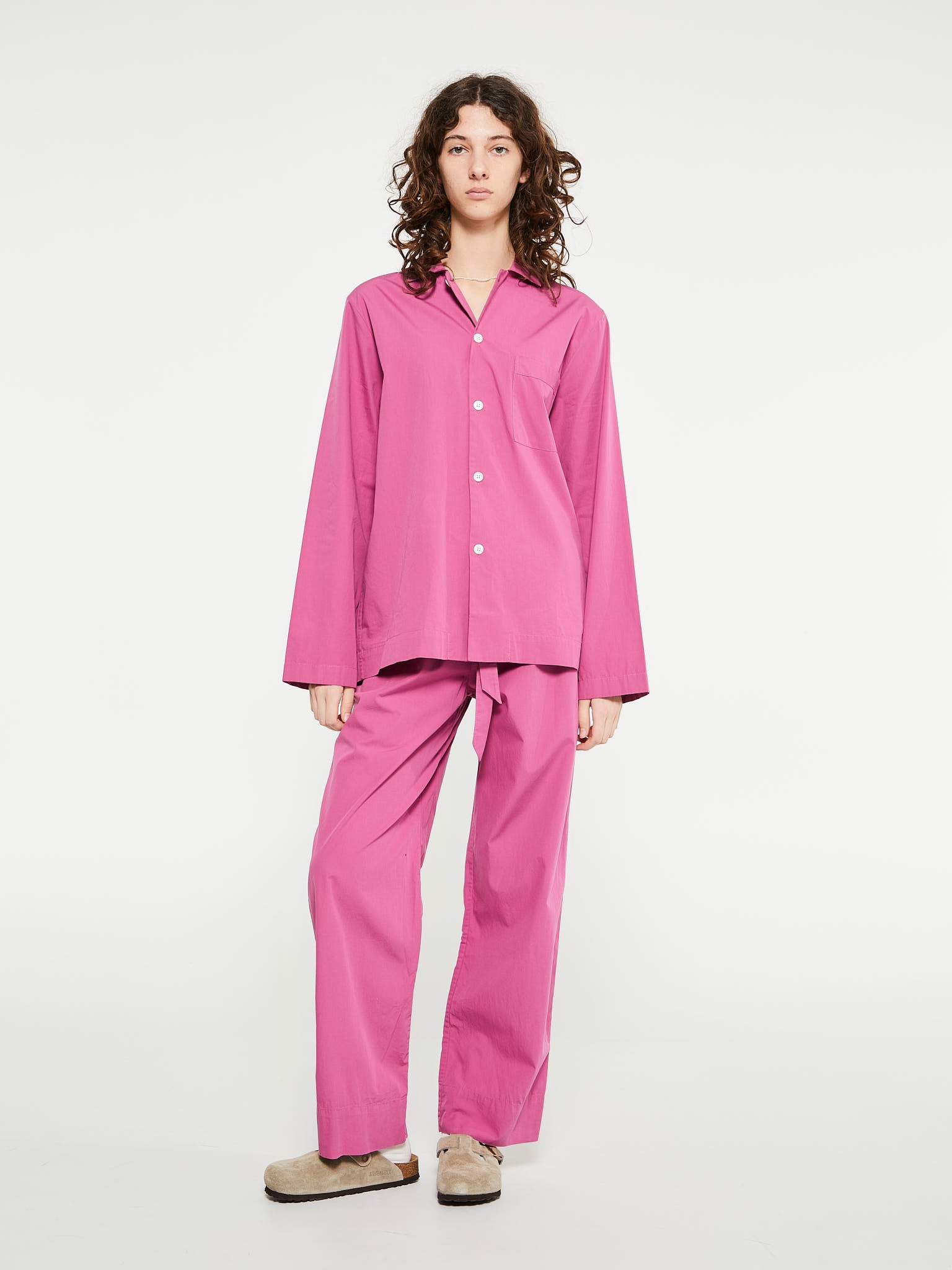 Poplin Pyjamas Shirt in Lingonberry