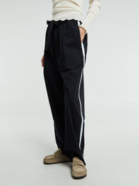 Tekla - Poplin Pyjamas Pants Grosgrain Side Stripe in All Black