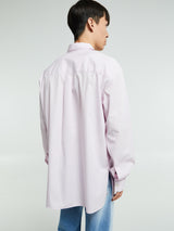 Tekla - Poplin Pyjamas Long Shirt in Rosa Stripes