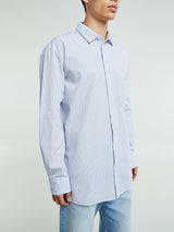 Tekla - Poplin Pyjamas Long Shirt in Orchid Stripes