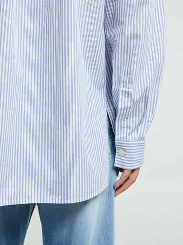 Tekla - Poplin Pyjamas Long Shirt in Orchid Stripes