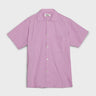 Tekla - Poplin Pyjamas Short Sleeve Shirt in Purple Pink Stripes