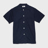 Tekla - Poplin Pyjamas Short Sleeve Shirt in True Navy