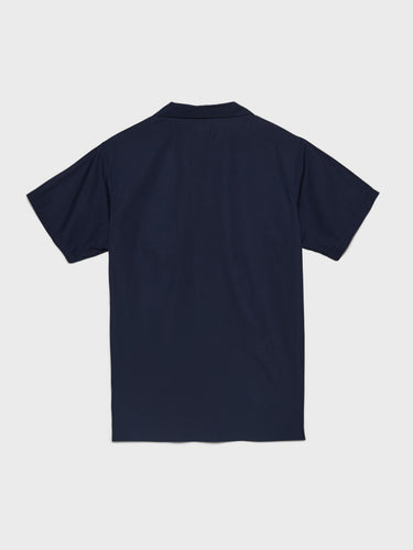 Tekla - Poplin Pyjamas Short Sleeve Shirt in True Navy