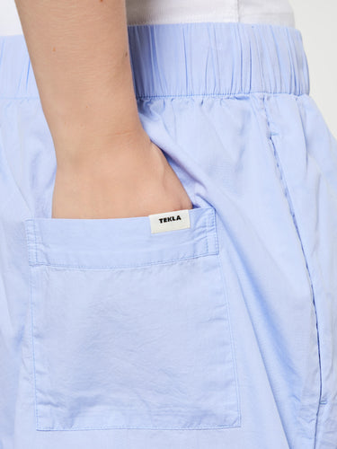 Tekla - Poplin Pyjamas Shorts in Shirt Blue