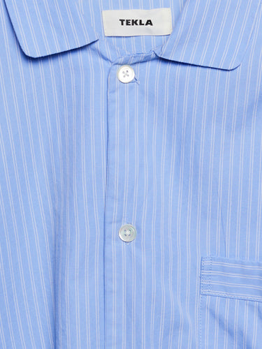 Tekla - Poplin Pyjamas Shirt in Pin Stripes