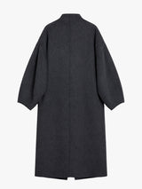 The Frankie Shop - Leroy Funnel Neck Wool Coat - Dark Grey Melange in Dark Grey Melange