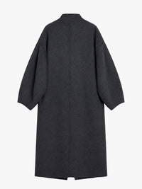 The Frankie Shop - Leroy Funnel Neck Wool Coat in Dark Grey Melange
