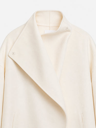 The Frankie Shop - Leroy Funnel Neck Wool Coat - White