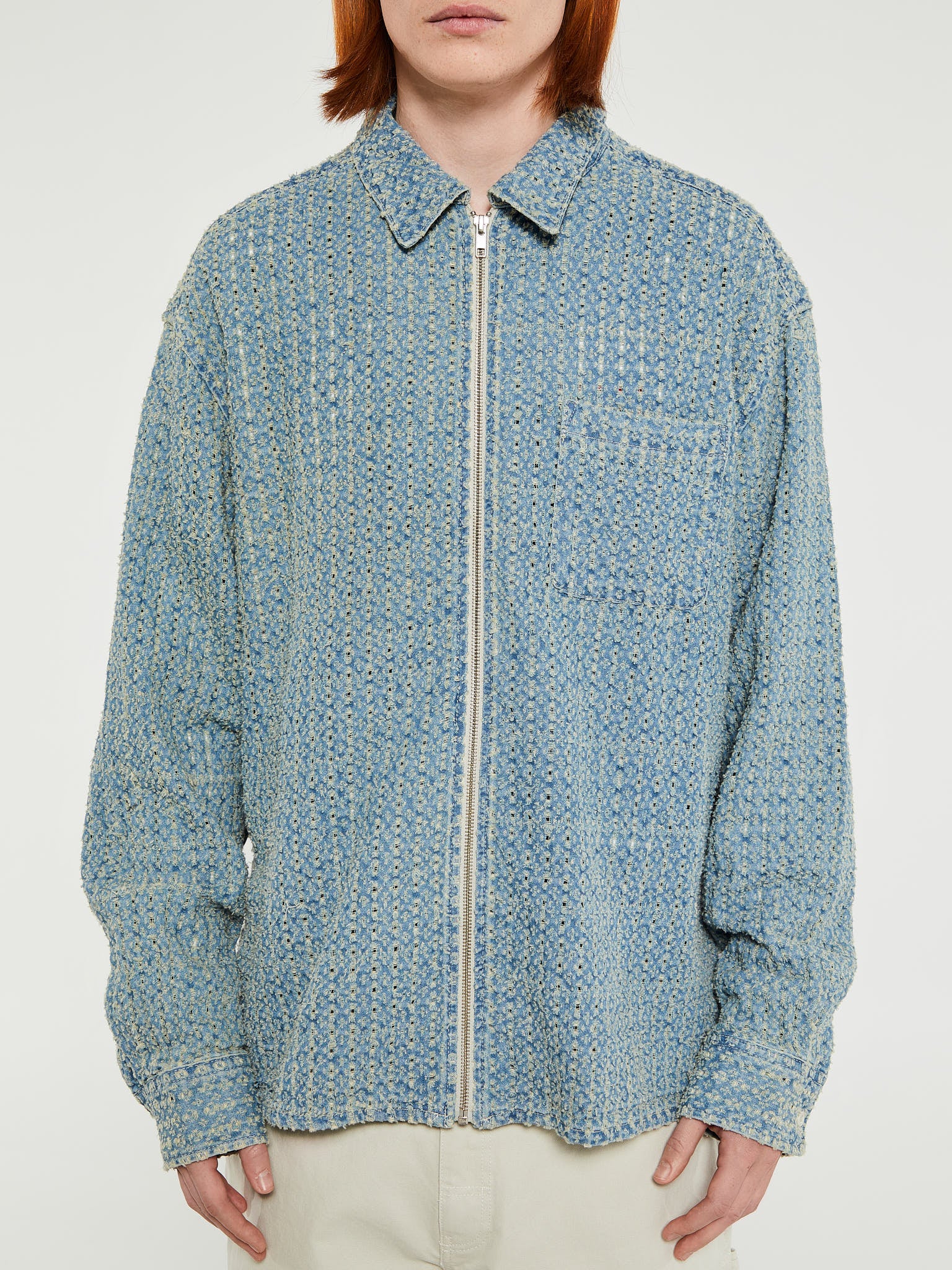 thisisneverthat - Damaged Denim Shirt in Washed Blue