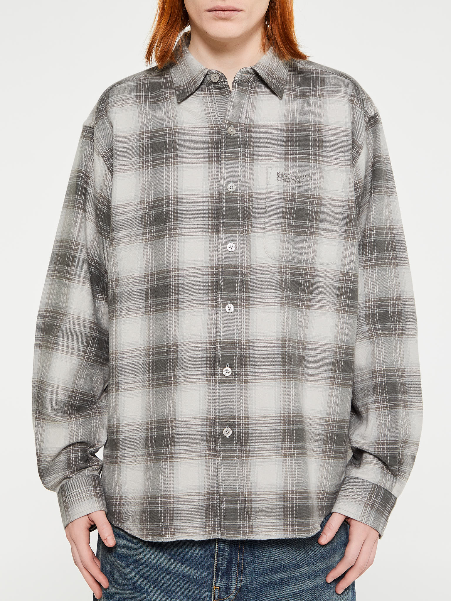 thisisneverthat - Shadow Plaid Flannel Shirt in Grey