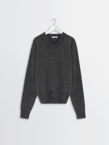 Lemaire - Boxy V Neck Sweater in Grape Melange