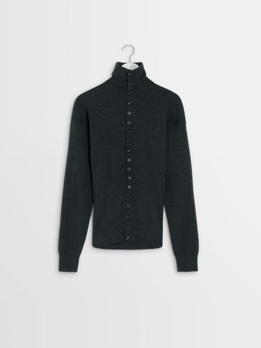 Lemaire - Buttoned Fitted Cardigan in Anthracite Melange