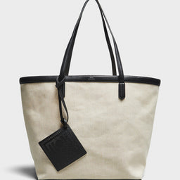 TOTEME - Canvas Travel Tote Bag in Ecru and black