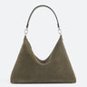 Toteme - Medium Bevel Suede Bag in Dark Taupe