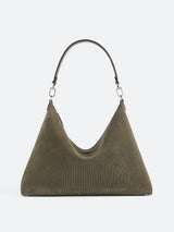 Toteme - Medium Bevel Suede Bag in Dark Taupe