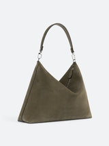 Toteme - Medium Bevel Suede Bag in Dark Taupe