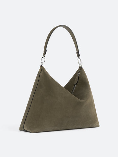Toteme - Medium Bevel Suede Bag in Dark Taupe