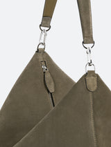 Toteme - Medium Bevel Suede Bag in Dark Taupe