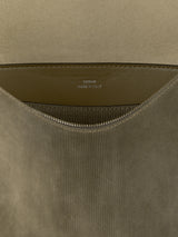Toteme - Medium Bevel Suede Bag in Dark Taupe