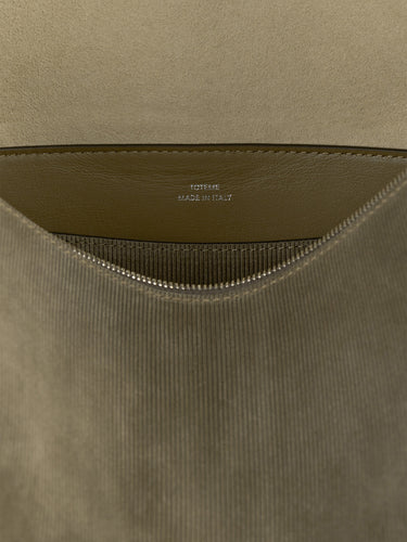 Toteme - Medium Bevel Suede Bag in Dark Taupe
