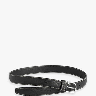 TOTEME - Slim Grained-Leather Belt in Black
