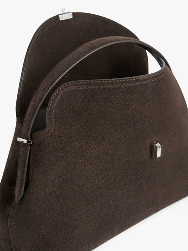 Toteme - T-lock Suede Top Handle Bag in Tobacco